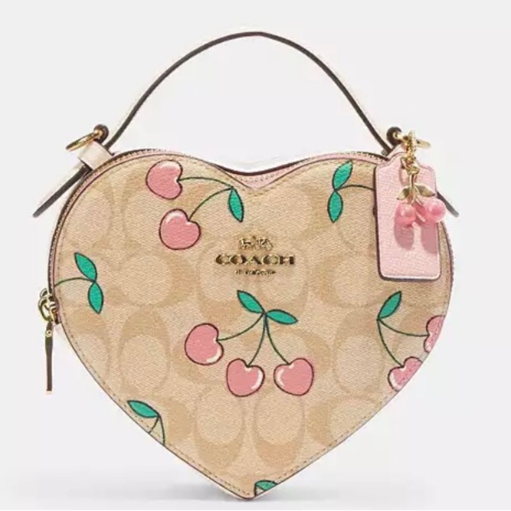 Coach Heart Shape Crossbody With Heart Cherry Print - Picture 3 of 14